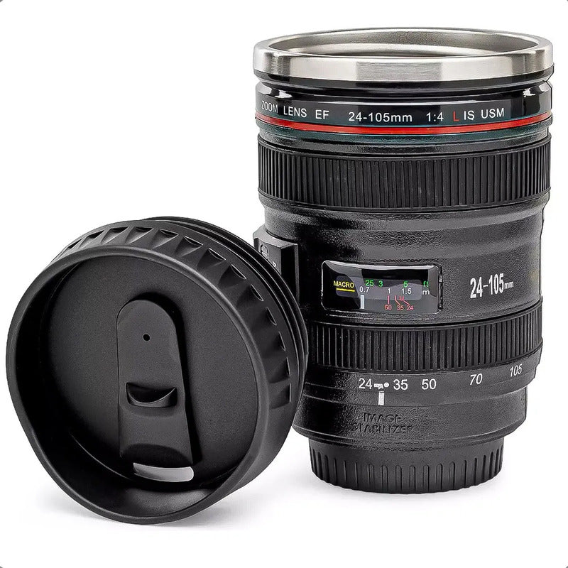Tazon Taza Mug Vaso Lente Camara Termico Coffe Vaso Camara Tazones Grandes Acero Inoxidable 350ml Okshop Taza Caffé Plastica Tipo Camara Vaso Cafe Abs Vasos Para Cafe Negro/lente