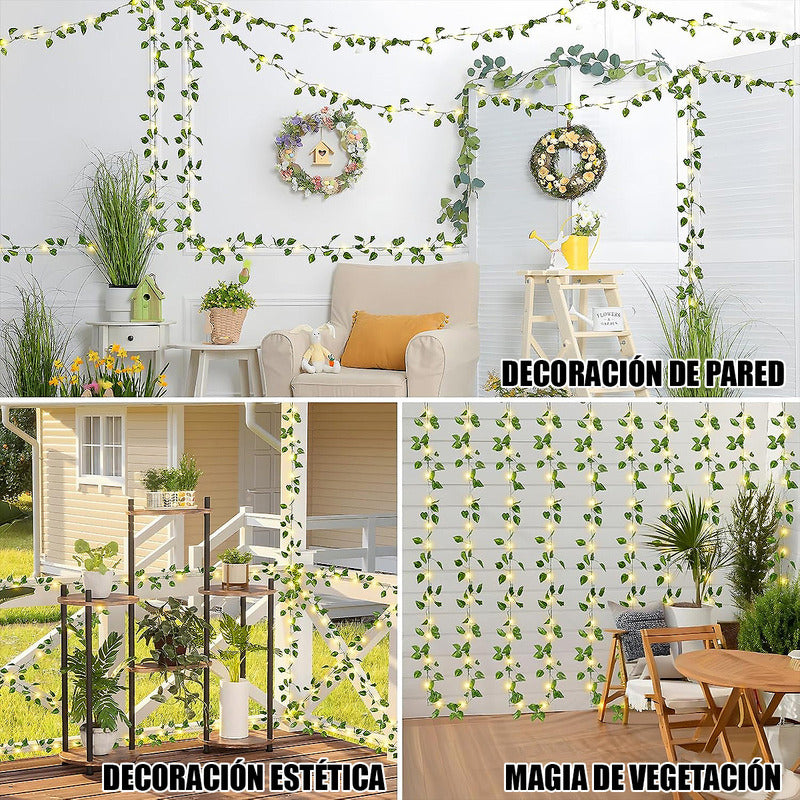 Luces Navidad Solar Guirnalda Luces Solares Luces De Hojas Amarillo