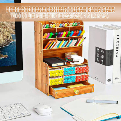 Organizador De Escritorio Porta Lapices Escritorio De Madera