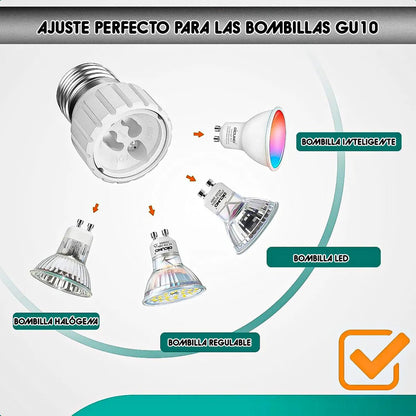 Adaptador E27 Adaptador De Foco E27 A Gu10 Adaptador Ampolle Blanco