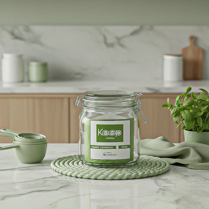 Frasco Hermético De Vidrio Keep Para Alimentos De 750 Ml Verde