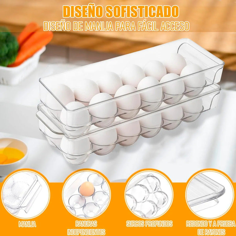 Organizador De Huevos Okshop Apilable Para 12 Unidades Con Tapa Transparente
