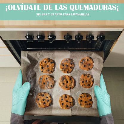 Guantes Para Horno Toma Ollas Guantes De Silicona Guante De Cocina Algodon Okshop Protector De Silicona Flexible 27 Cm Pack 2 Toma Olla Guante Silicona Manopla Verde Claro