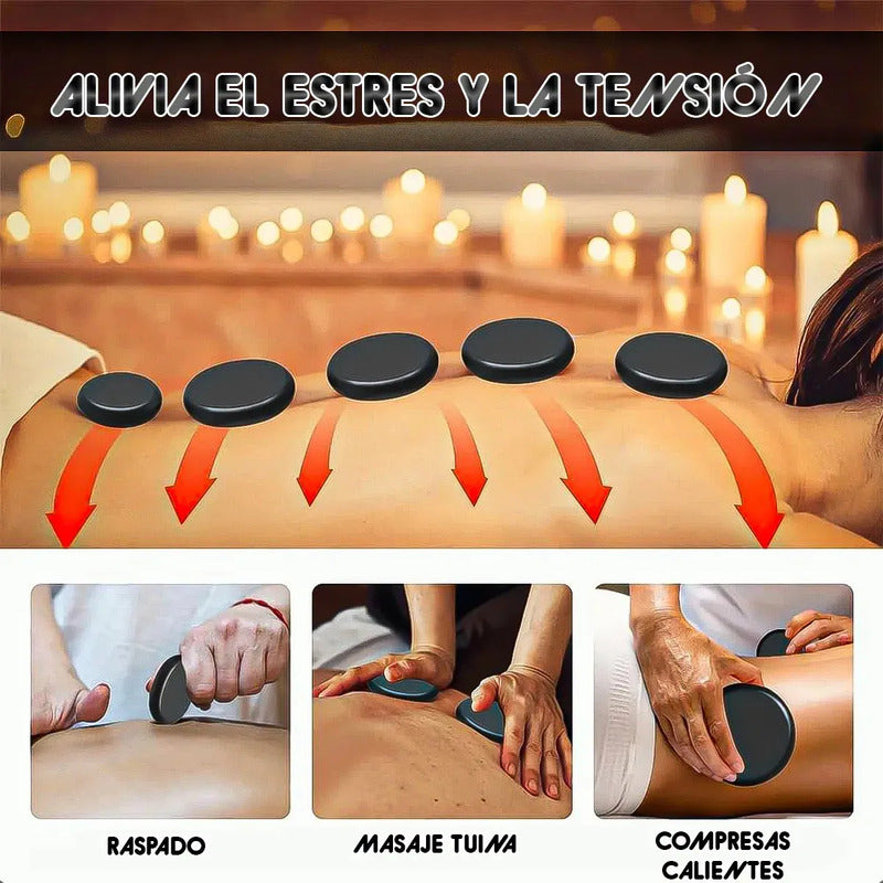 Kit De Piedras Calientes Basalto Okshop Para Masaje, Con Maleta Calentadora Y Tamaños Surtidos