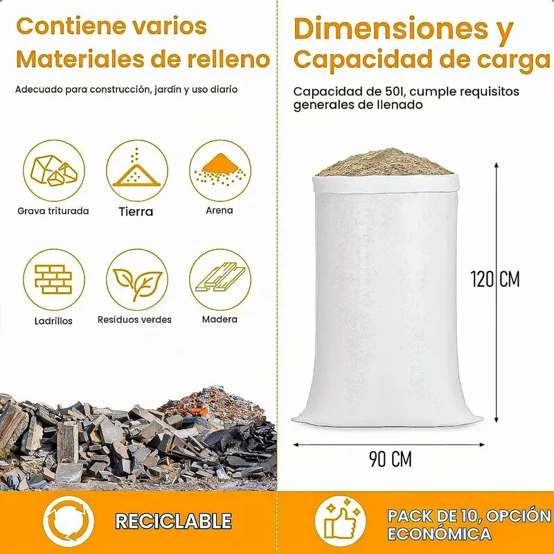 Pack 2 Sacos Escombros Saco De Escombros 90x120cm Saco Rafia Blanco Okshop Saco De Rafia Blanco Polipropileno Sacos De Rafia Para Escombros Sacos Blancos Paras Escombros Sacos Para Basura Okshop
