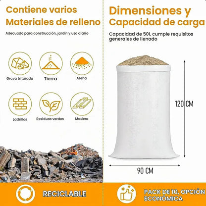 Pack 2 Sacos Escombros Saco De Escombros 90x120cm Saco Rafia Blanco Okshop Saco De Rafia Blanco Polipropileno Sacos De Rafia Para Escombros Sacos Blancos Paras Escombros Sacos Para Basura Okshop