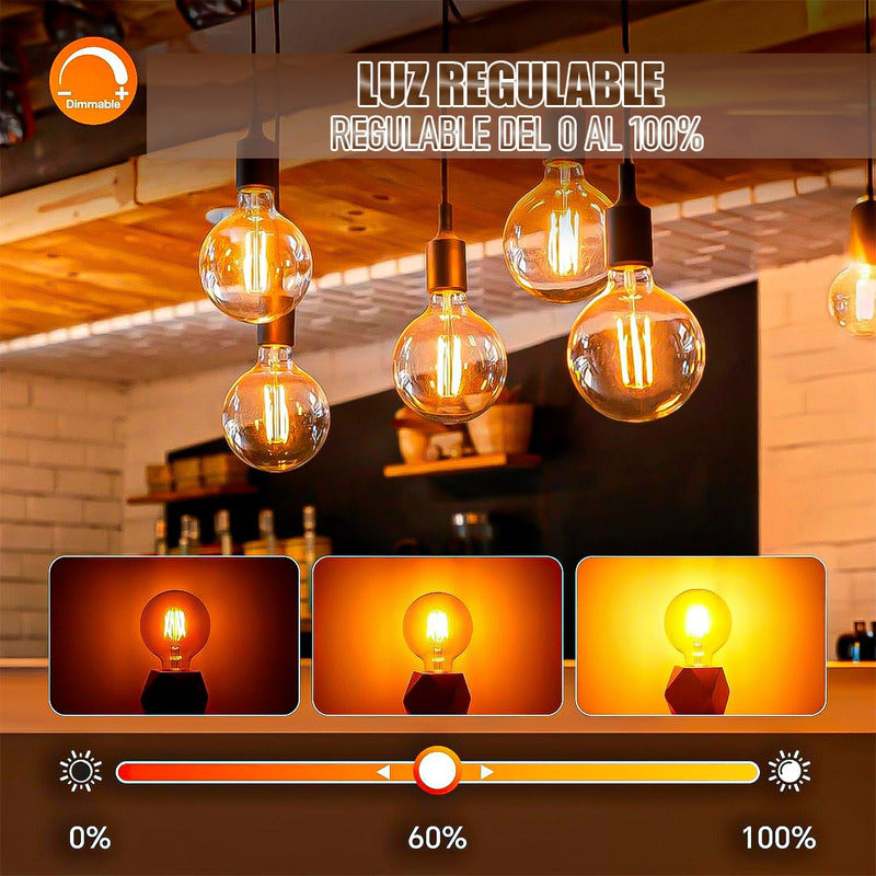 Ampolleta Led 6w Ampolleta Vintage Pack 2 Bombillas Led E27 Cálida