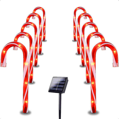 Estacas Navidad Pack10 Luces Navideñas Luces Solares Navida Amarillo