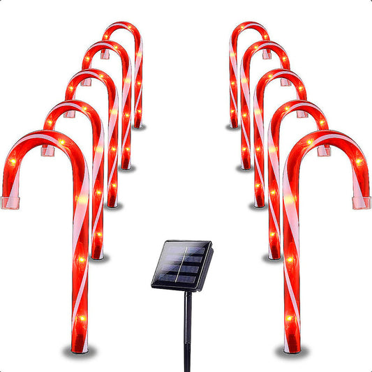 Estacas Navidad Pack10 Luces Navideñas Luces Solares Navida Amarillo