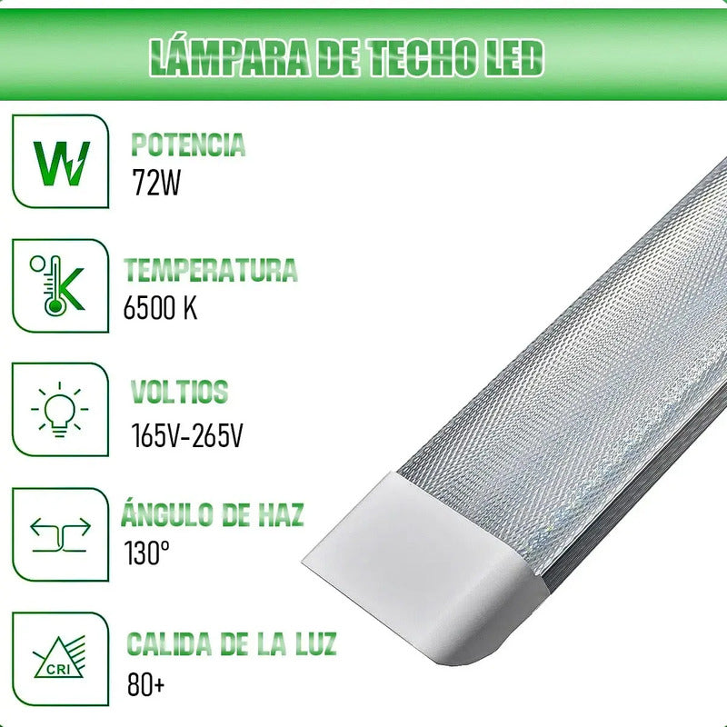 Pack 2 Lampara Techo Barra Led Regleta Led Lampara Led 72w Blanco