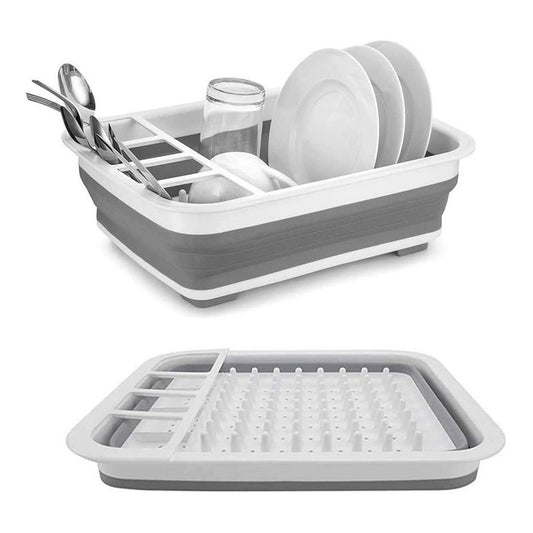 Escurridor De Loza Secador De Platos Plegable Estante Loza Gris