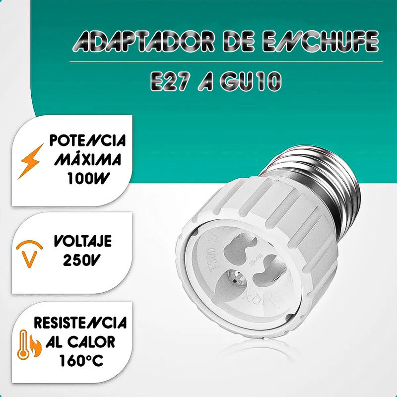 Adaptador E27 Adaptador De Foco E27 A Gu10 Adaptador Ampolle Blanco