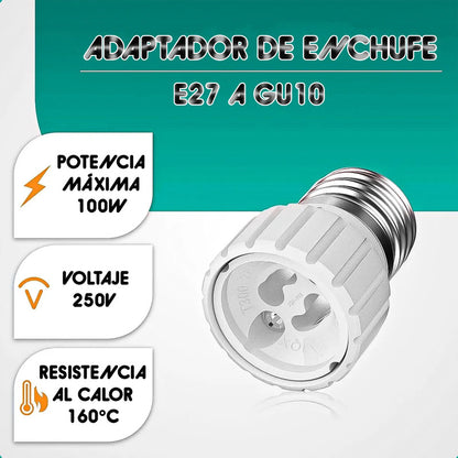 Adaptador E27 Adaptador De Foco E27 A Gu10 Adaptador Ampolle Blanco