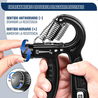 Ejercitador De Mano Okshop Resistencia Ajustable 5 - 60 Kg Azul