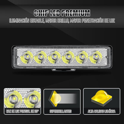 Focos Neblineros Led Faros Led Neblineros Barra De Auto 18w Negro