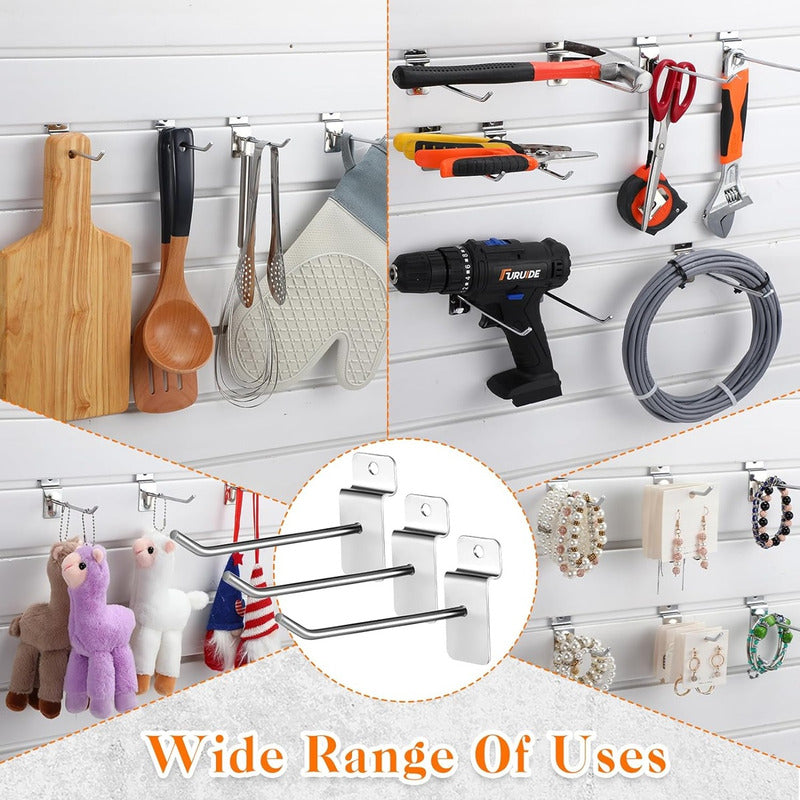 Pack X20 Ganchos Exhibidores Gancheras Panel Ranurado 20 Cm Metal