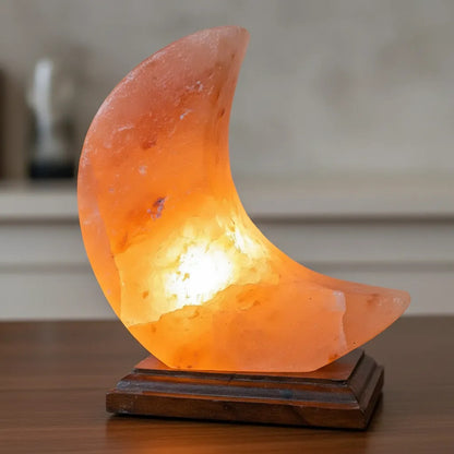 Lampara De Sal Himalaya Lampara De Sal Decorativa Forma Luna Naranja