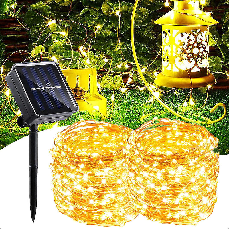 Guirnalda Solar 100 Led Pack 2 Luces Hada Solares Navidad Calida
