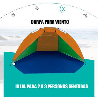 Media Carpa Playa Carpa Paraviento Camping Carpa 2 Personas Gris/verde/amarillo