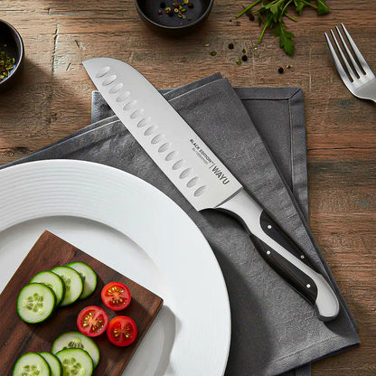 Cuchillo Santoku Black Arcashopping De Acero Inoxidable Y Mango De Acacia