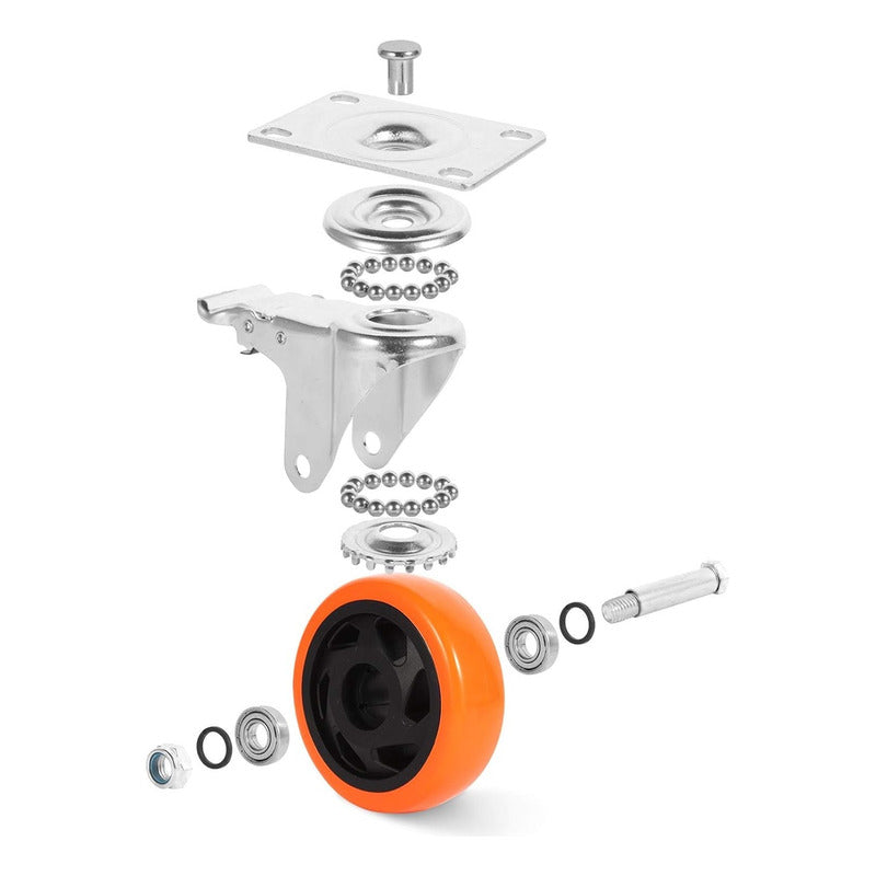 Ruedas Giratorias Para Carros Ruedas Muebles Rueda Con Freno Naranja/metal