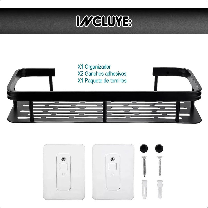Organizador De Ducha Esquinero Okshop En Aluminio Negro Para Baño