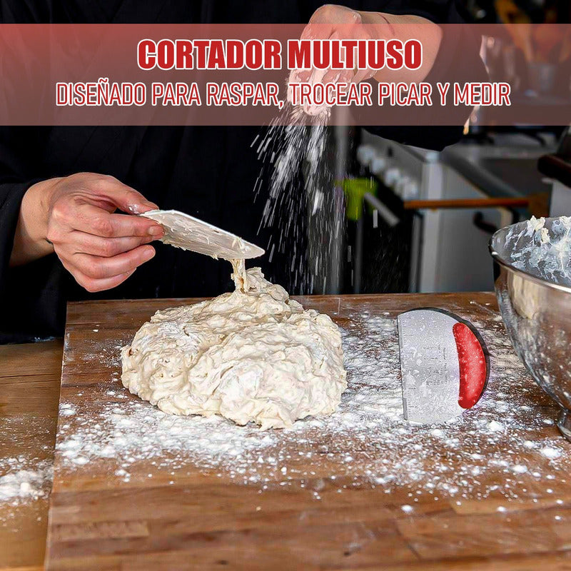 Espatula Cortador Masa Pack 2 Raspador Cortador Masa Acero Rosa