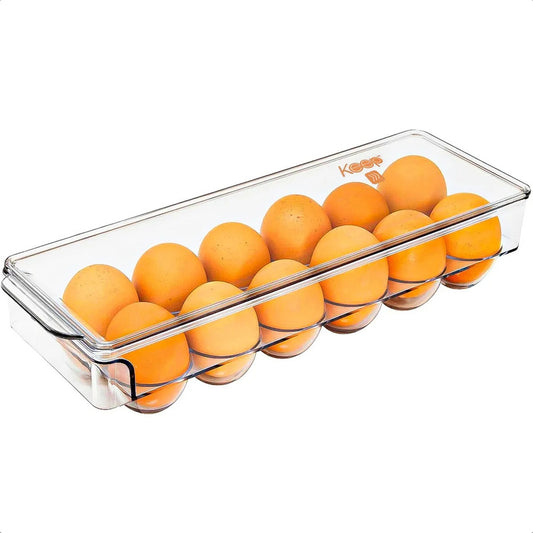 Organizador De Huevos Okshop Apilable Para 12 Unidades Con Tapa Transparente