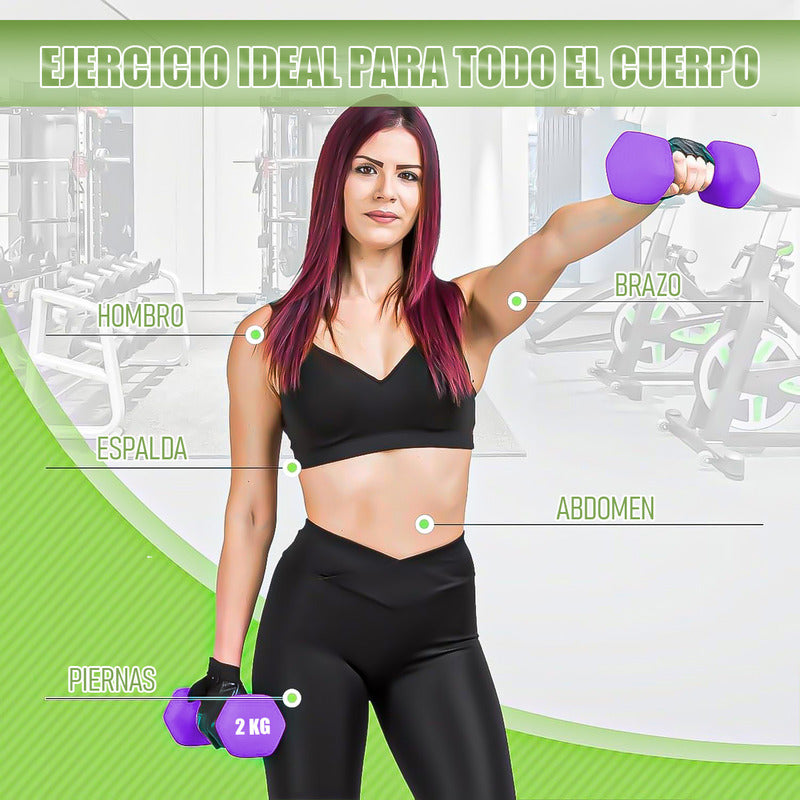 Mancuerna Hexagonal 2 Kg Set Mancuernas Pesa Hexagonal 2 Kg Azul