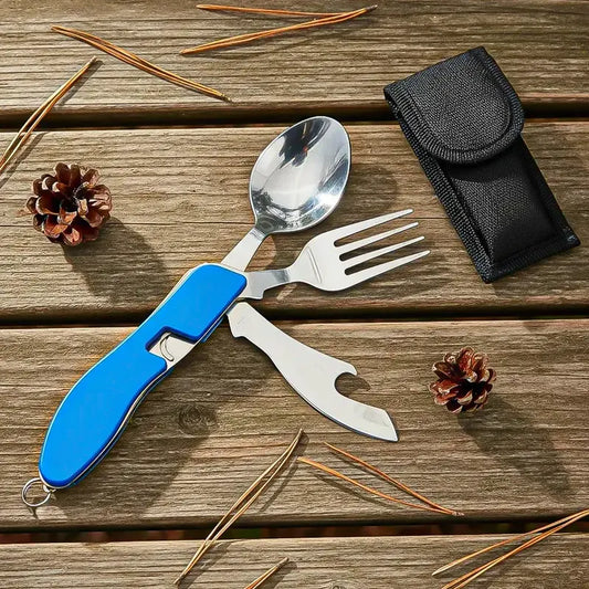 Set Cubiertos Camping 5 En 1 Cubierto Camping Multiuso Plegable Azul Okshop Cubiertos Plegables Para Camping 5 En 1 Azul Juego Cubiertos Camping Set De Cubiertos Multifuncional Azul