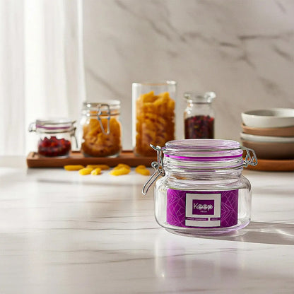 Contenedor De Alimentos Frasco Hermetico Frasco Vidrio 500ml Fucsia