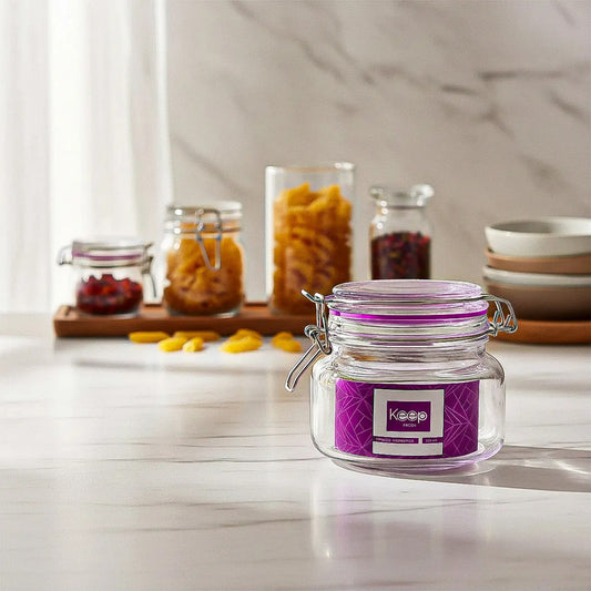 Contenedor De Alimentos Frasco Hermetico Frasco Vidrio 500ml Fucsia