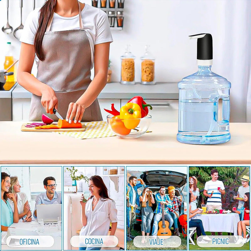 Dispensador De Agua Portátil Eléctrico Negro Okshop Usb X4