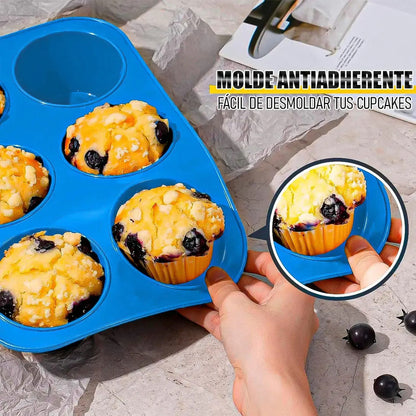 Moldes De Silicona Molde Cupcakes Silicona 6 Und Baratos Color Azul