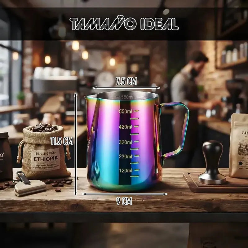 Jarra De Leche Espumante Jarra Leche Acero Jarra Leche 550ml Okshop Lechero Barista Jarra Para Espumar Leche Taza Para... Tornasol
