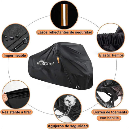 Funda Para Moto Impermeable Arcashopping Con Protección Uv Y Correa De Seguridad Negro
