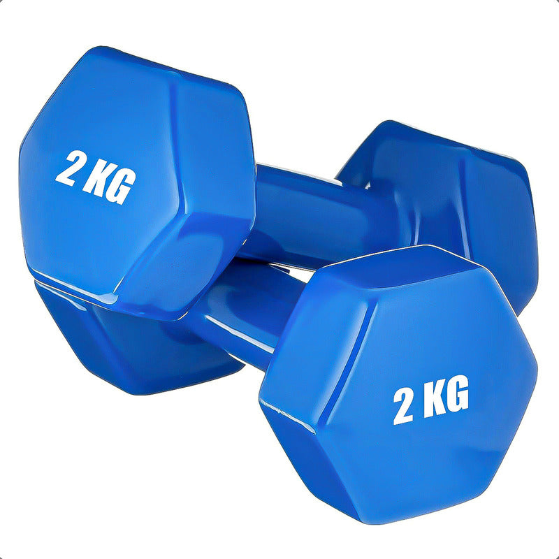 Mancuerna Hexagonal 2 Kg Set Mancuernas Pesa Hexagonal 2 Kg Azul