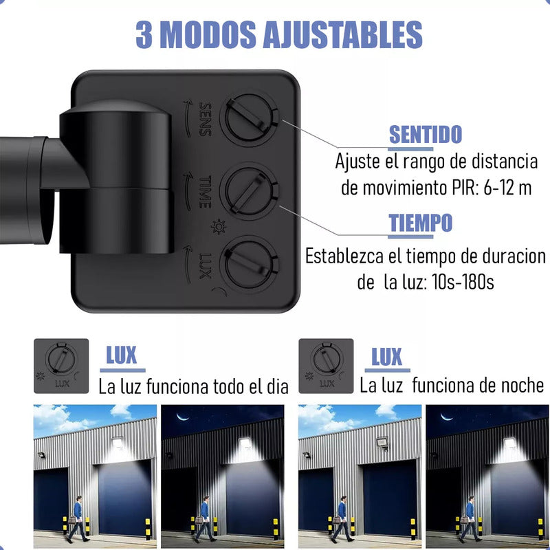 Reflector Led 50w Negro Con Sensor De Movimiento Y Ángulo Ajustable Para Exterior Ip67 Blanco Frío
