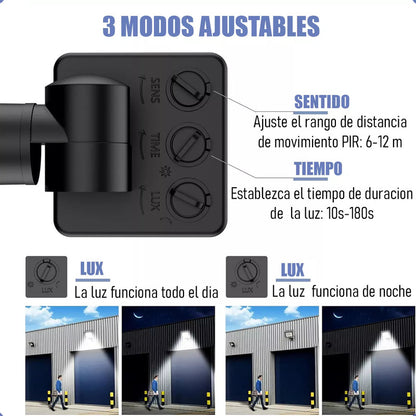 Reflector Led 50w Negro Con Sensor De Movimiento Y Ángulo Ajustable Para Exterior Ip67 Blanco Frío