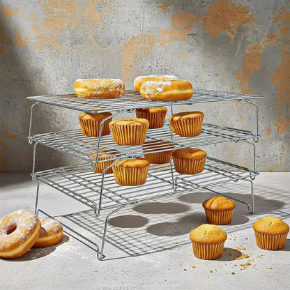 Rejilla Para Enfriar Galletas Okshop De Teflón, Con 3 Niveles Y Antiaherente Gris