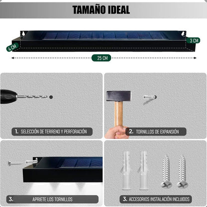 Aplique De Pared Lampara Led Focos Exterior Solar Apliques Led Exterior Abs Jardin 10w 25x4cm Okshop Pack 8 Lampara Muro Inalambrica Aire Libre Carga Automatica Negro Ip65 Calida Negro/cálida