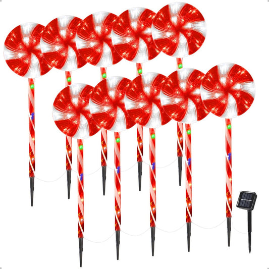 Pack X10 Estacas Solares Luces Navideñas Luces Navidad Led Multicolor