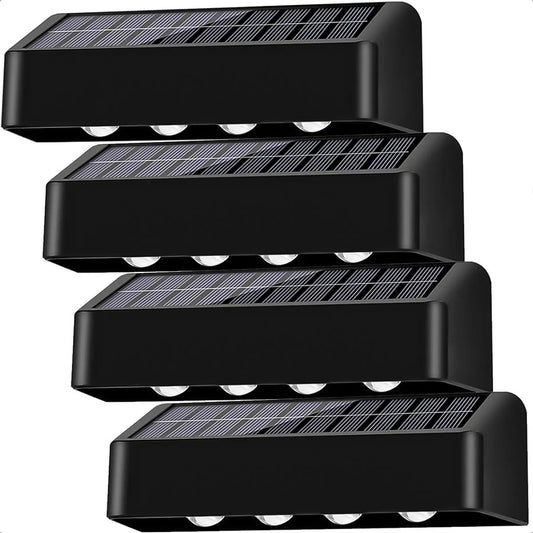 Aplique Exterior Solar Foco Pared Aplique De Pared Luces Led Para Muros Ip65 Pack 4 Apliques Exteriores Solares Abs 4w Luz Cálida Lampara De Muro Impermeable Inalambrica Okshop