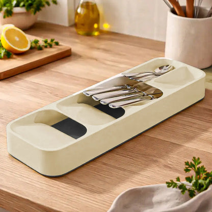 Organizador De Cubiertos Porta Cubiertos Organizador Cajon Beige