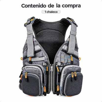 Chaleco Pescador Chaleco De Pesca Chaleco Mosca Salvavidas Gris Unica