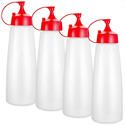 Botella De Salsa Envase Para Ketchup Pack 4 Envases Salseros Rojo