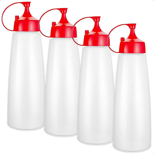 Botella De Salsa Envase Para Ketchup Pack 4 Envases Salseros Rojo