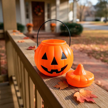 Calabaza Plástica Para Dulces Portátil Halloween Decoración