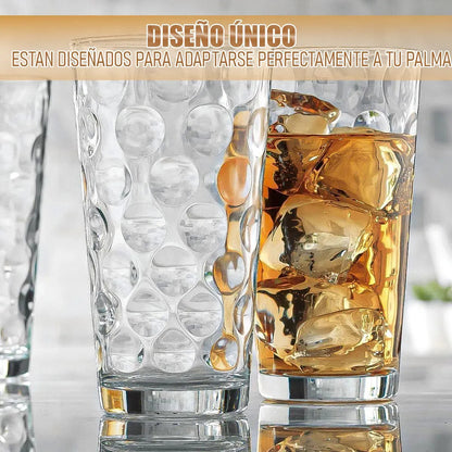 Set De 6 Vasos De Vidrio Okshop Para Jugo O Bebidas De 300 Ml
