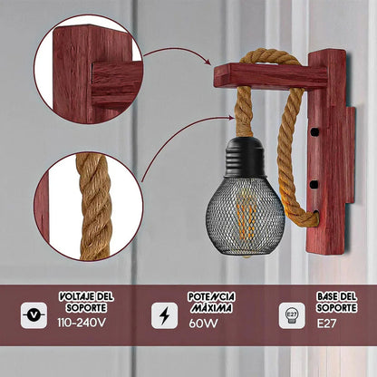 Lámpara De Pared De Madera Marrón Para Interior Y Exterior